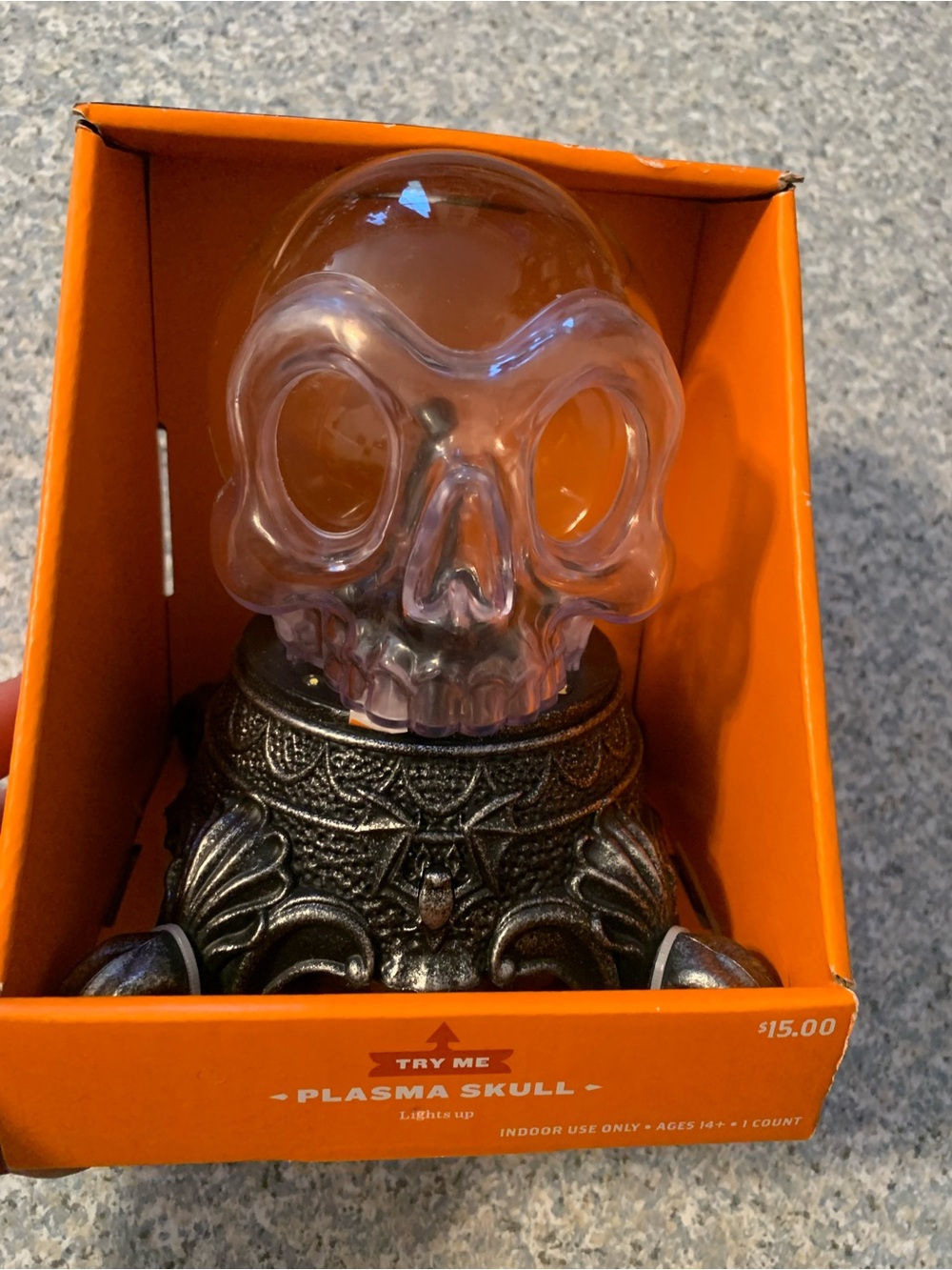 Hyde & Eek! Boutique Plasma Skull Light-Up Halloween Decor Figurine With Stand